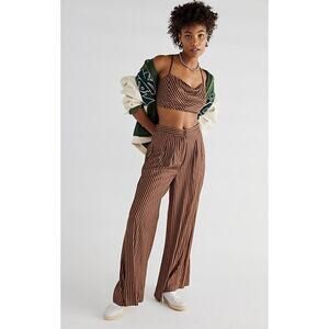 Free People Adele Striped Wide Leg Satin Pants